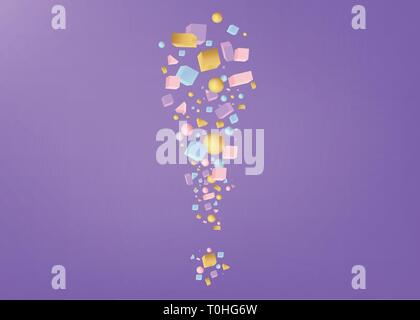 Il punto esclamativo di figure 3d realistiche le primitive di vettore di composizione con battenti oggetti e forme in movimento isolato. Materiale per la progettazione web un Illustrazione Vettoriale