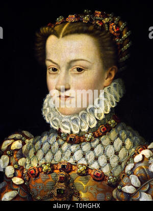 Elisabetta d'Austria Regina e moglie del re Carlo IX da François Clouet 1505-1572, il francese in Francia. Foto Stock