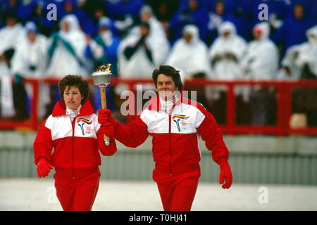 Sport, XV Giochi Olimpici Invernali, città di Calgary, cerimonia di apertura, 1988, Additional-Rights-Clearance-Info-Not-Available Foto Stock
