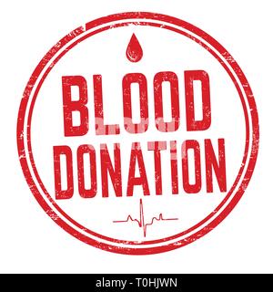 La donazione di sangue o di segno timbro su sfondo bianco, illustrazione vettoriale Illustrazione Vettoriale