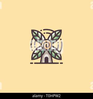 Il mulino a vento di astratto concetto illustrazione vettoriale modello di progettazione. Adatto per industria creativa, Multimedia, intrattenimento, educative, Shop, e qualsiasi ri Illustrazione Vettoriale