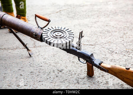 Prima Guerra Mondiale arma. Lewis macchina automatica pistola Foto Stock