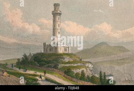 "Nelson's Monument, Calton Hill, Edimburgo', C1830. Creatore: William Tombleson. Foto Stock