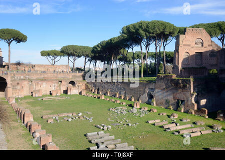 Domiziano Stadium o Sunken Garden, parte del Palazzo Imperiale di Domiziano (51-96AD), sul Colle Palatino e giardini, Roma, Italia Foto Stock