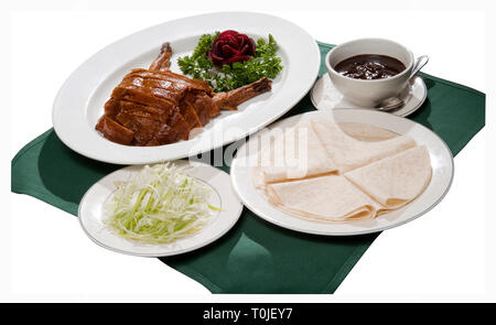 Croccante anatra cinese Pancake cena Foto Stock