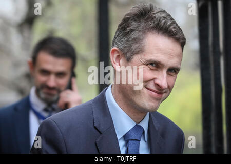 A Downing Street, Londra, Regno Unito. 20 Mar, 2019. Gavin Williamson CBE MP. Il segretario di Stato per la difesa.Ministri entrare e lasciare Downing Street più volte nel corso di una giornata intensa a Westminster. Credito: Imageplotter/Alamy Live News Foto Stock