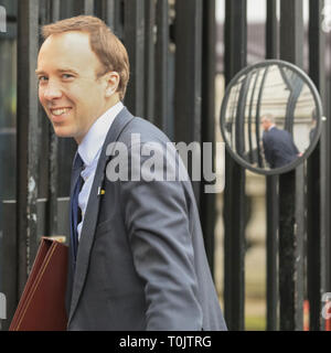 Westminster, Londra, Regno Unito. 20 Mar, 2019. Matt Hancock MP, Segretario di Stato per la salute e la cura sociale. Entrando a Downing Street. Credito: Imageplotter/Alamy Live News Foto Stock