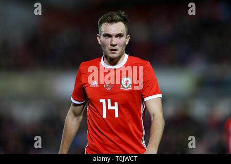 Wrexham, Regno Unito. 20 Mar, 2019. Ryan siepi di Galles guarda a. Calcio internazionale amichevole, il Galles v Trinidad & Tobago al Racecourse Ground a Wrexham mercoledì 20 marzo 2019. Questa immagine può essere utilizzata solo per scopi editoriali. Solo uso editoriale, è richiesta una licenza per uso commerciale. Nessun uso in scommesse, giochi o un singolo giocatore/club/league pubblicazioni. pic da Chris Stading/Andrew Orchard fotografia sportiva/Alamy Live news Foto Stock