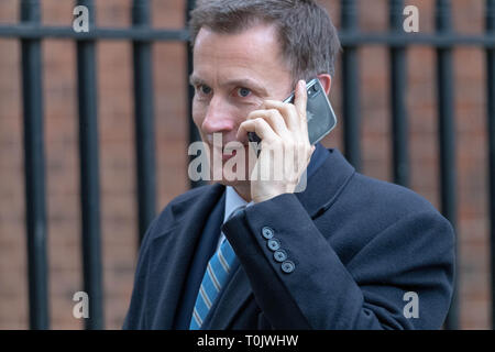 Londra XX marzo 2019, Jeremy Hunt MP PC, Segretario agli Affari Esteri, arriva a Downing Street durante un caotico pomeriggio precedendo il primo ministro Brexit annuncio , London Credit Ian Davidson/Alamy Live News Foto Stock