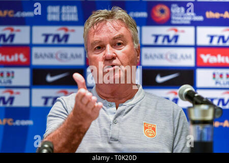 Kuala Lumpur, Malesia. Xxi Mar, 2019. Guus Hiddink, allenatore di cinesi U23 team assiste la conferenza stampa in vista del AFC U23 Campionato qualificatori 2020 Gruppo J corrispondono a Kuala Lumpur, Malesia, Marzo 21, 2019. Credito: Chong Voon Chung/Xinhua/Alamy Live News Foto Stock