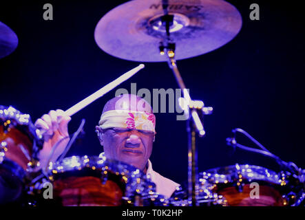 Brno, Repubblica Ceca. 20 Mar, 2019. Noi batterista jazz Billy Cobham compie durante il suo progetto Crosswinds entro Jazzfest Brno, Repubblica Ceca, il 20 marzo 2019. Credito: Igor Zehl/CTK foto/Alamy Live News Foto Stock