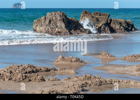 Spiaggia Dell' Acqua calda in inverno, Nuova Zelanda Foto Stock