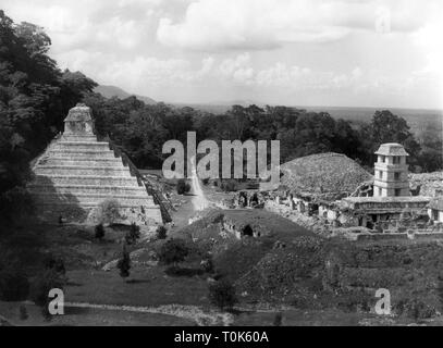 Geografia / viaggi, Messico, Palenque, "il tempio di iscrizioni' (Tempolo de las Inscripciones), costruito: sesto secolo, vista esterna, Additional-Rights-Clearance-Info-Not-Available Foto Stock