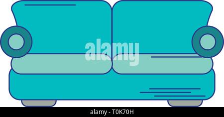 Divani poltrone mobili linee blu Illustrazione Vettoriale