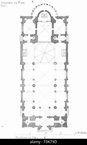 Geografia / viaggi, Austria, Vienna, chiese, Altlerchenfelder Pfarrkirche (Altlerchenfeld chiesa), costruito 1848 - 1860 da diversi architetti, piano piano, illustrazione da 'Denkmaeler der Kunst" (monumenti d'arte), da Wilhelm Luebke e Carl von Luetzow, terza edizione, Stuttgart 1879, volume 2, acciaio incisione di P. Ritter, capitolo su architettura, piastra LVI, storico, storico, Denkmaler, Denkmäler, Lubke, Lübke, Lutzow, Lützow, secolo XIX, chiesa parrocchiale, chiese parrocchiali, classicismo, classica, classic, edificio, edifici sacri, religiosi, Additional-Rights-Clearance-Info-Not-Available Foto Stock