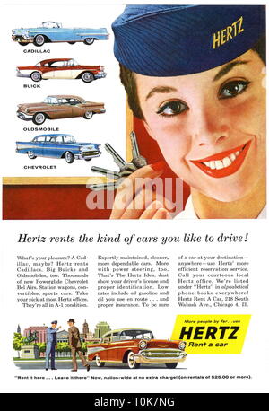Pubblicità, Hertz Autonoleggio, 'Rent a car", pubblicità, USA, 1957, Additional-Rights-Clearance-Info-Not-Available Foto Stock