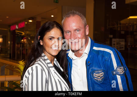 Jürgen Trovato und Marta Trovato von Die Trovatos bei der Aufzeichnung der MyTVplus mostra 'Musica Match' ElbePark im. A Dresda, 08.03.2019 Foto Stock