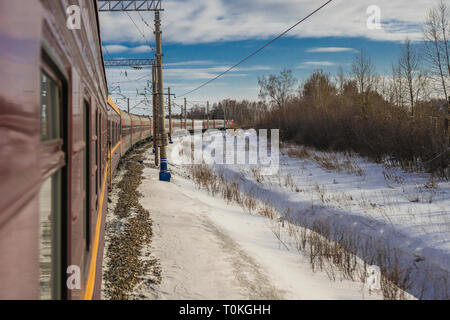 Trans-Siberian ferrovia in inverno, Russia Foto Stock