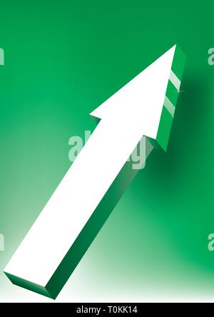 Vector Onward & freccia verso l'alto su sfondo verde - 3D'Icona lucida Illustrazione Vettoriale