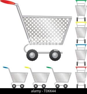 Set di carrello per online shop, icona per l'e-commerce, illustrazione vettoriale Illustrazione Vettoriale