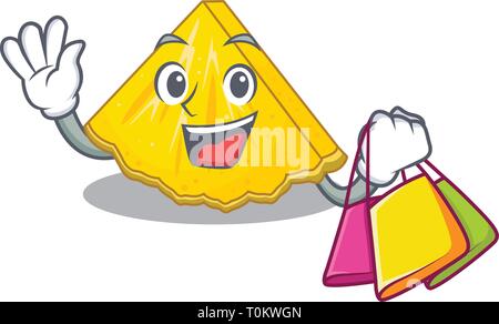 Shopping fetta di ananas isolato in la mascotte Illustrazione Vettoriale