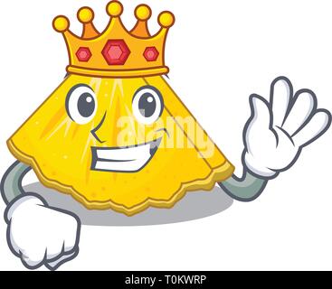 Re fette di ananas su una piastra di cartoon Illustrazione Vettoriale