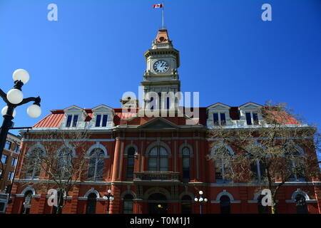 Facciata dell'edificio del municipio, Victoria BC, Canada Foto Stock