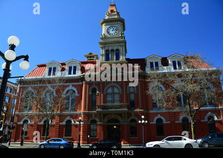 Facciata dell'edificio del municipio, Victoria BC, Canada Foto Stock