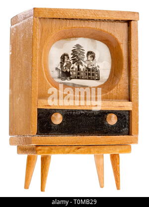 Giocattoli in miniatura, TV set integrato con la presentazione, Germania, 1950, , Additional-Rights-Clearance-Info-Not-Available Foto Stock