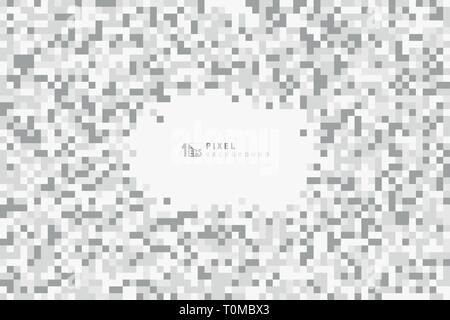 Abstract grigio e bianco colori decorare in pixel design pattern sfondo. È possibile utilizzare per inserzione, poster, artwork, modello. illustrazione vettore e Illustrazione Vettoriale