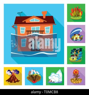 Oggetto isolato di crollo e segno dell'ambiente. Raccolta di crollo e angoscia stock illustrazione vettoriale. Illustrazione Vettoriale