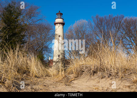 Grosse Point Lighthouse su un bel marzo mattina. Evanston, Illinois, Stati Uniti d'America Foto Stock