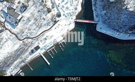 Vista aerea del Lago di Shikotsu in Hokkaido in Giappone Foto Stock