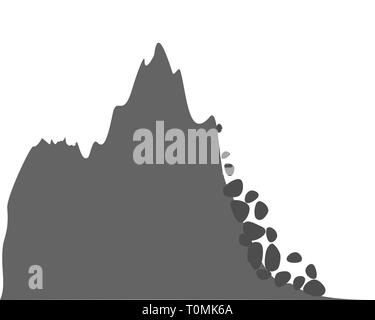 Le montagne e le rocce che cadono su bianco Foto Stock