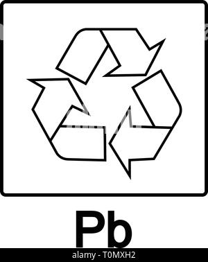 Riciclaggio della batteria, batteria al piombo-acido, segno del vettore Illustrazione Vettoriale