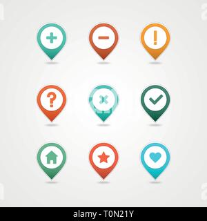 Perni di mappatura icona 10 EPS file vettoriale ha trasparenza (ombra sotto le icone) Illustrazione Vettoriale