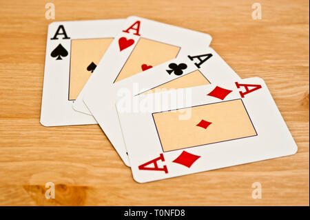 Quattro Assi poker giocando a carte Foto Stock
