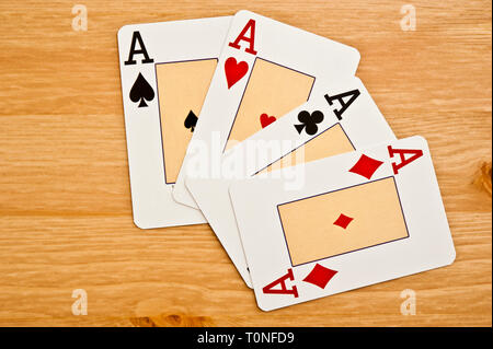 Quattro Assi poker giocando a carte Foto Stock