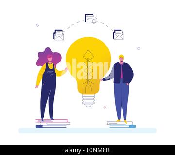 Brillante idea - piatto stile design illustrazione colorata Illustrazione Vettoriale