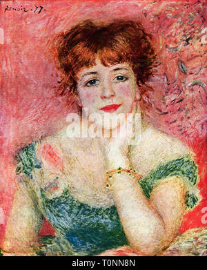 Pierre Auguste Renoir, Jeanne Samary in a Low necked Dress, ritratto, pittura impressionista, 1877 Foto Stock