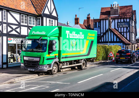 La Tuffnells consegna pacchi van, la Tuffnells consegna camion, la Tuffnells autocarro, la Tuffnells parcel autocarro, la Tuffnells, la consegna di pacchi, la Tuffnells consegna van, Foto Stock