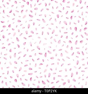 Petali seamless pattern su sfondo bianco. Illustrazione Vettoriale