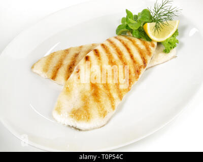 Grigliata di passera di filetto di pesce Foto Stock