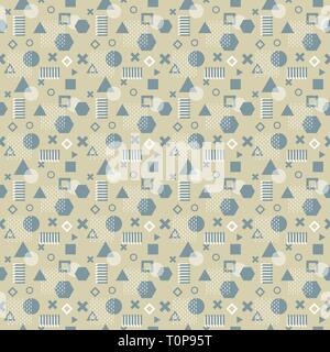 Alla moda carte di Memphis. Abstract seamless pattern. In stile retrò texture, pattern e gli elementi geometrici. Moderno design abstract dei poster, coprire, scheda Illustrazione Vettoriale