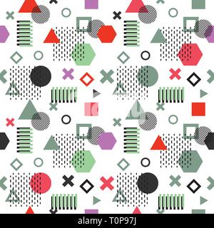 Alla moda carte di Memphis. Abstract seamless pattern. In stile retrò texture, pattern e gli elementi geometrici. Moderno design abstract dei poster, coprire, scheda Illustrazione Vettoriale