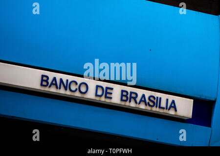 SP - Sao Paulo - 03/21/2019 - Banca di facciata di Brasilia Sao Paulo - Facciata del Banco de Brasilia in José Bonifacio street downtown di Sao Paulo. La Banca e il target del funzionamento del Circo Massimo, la cui seconda fase è stato lanciato nella mattinata di giovedì 21, l'operazione mira a rompere una presunta organizzazione criminale installato nel BRB fin dal 2014. Foto: Suamy Beydoun / AGIF Foto Stock