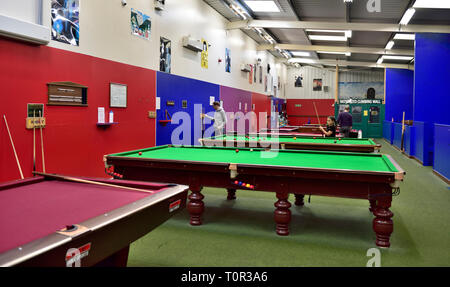 Biliardo, biliardo e sala giochi in Manor House Hotel, Devon, Regno Unito Foto Stock