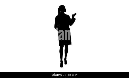 Silhouette giovane medico donna Presentazione e mostra prodotto o testo. Foto Stock