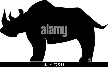 Questo vettore immagine mostra permanente di rinoceronte africano in icona glifo design. È isolato su uno sfondo bianco. Illustrazione Vettoriale