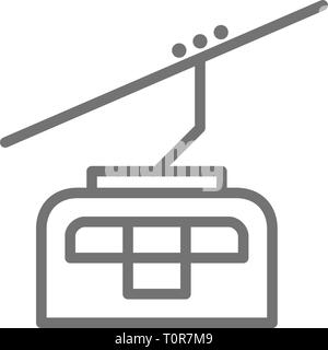 La funicolare, cavo sci lift icona linea. Illustrazione Vettoriale